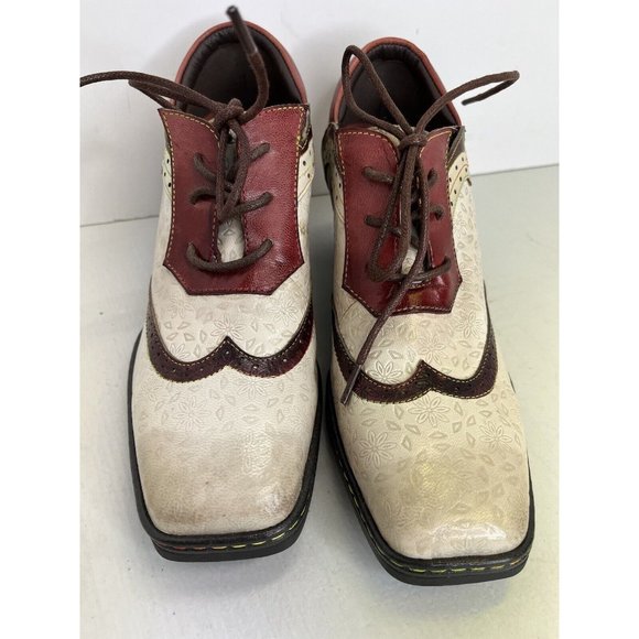 SOFFIA LEATHER FLORAL EMBOSSED ADELE LOW HEEL OXFORD SHOES Womens Size 5.5 EU 36 - Picture 12 of 14